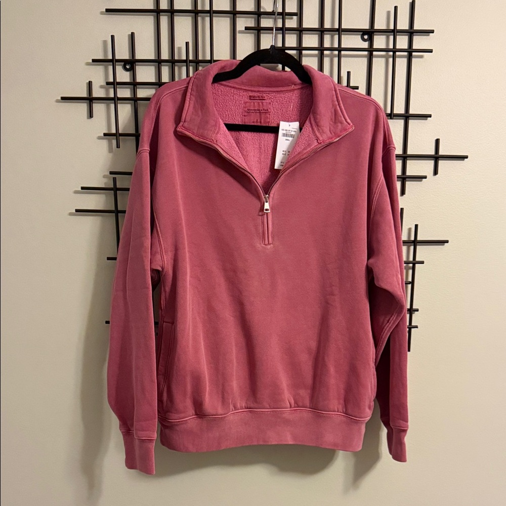Abercrombie & Fitch Pink Fleece Quarter-Zip